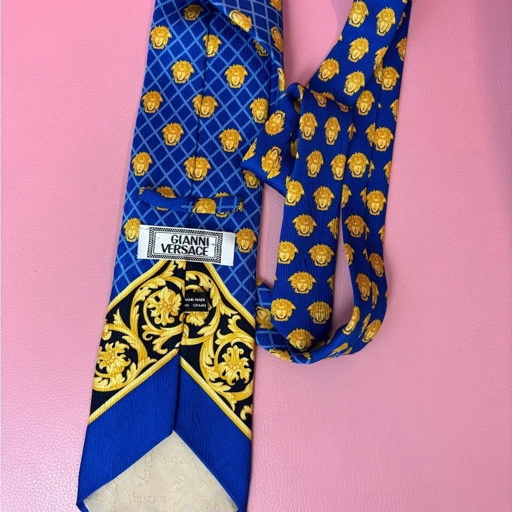Versace Royal Blue and Gold Medusa Tie